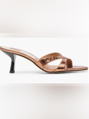 Dolce Vita Metallic Rust Colored Kitten Heel Slides - Size 7
